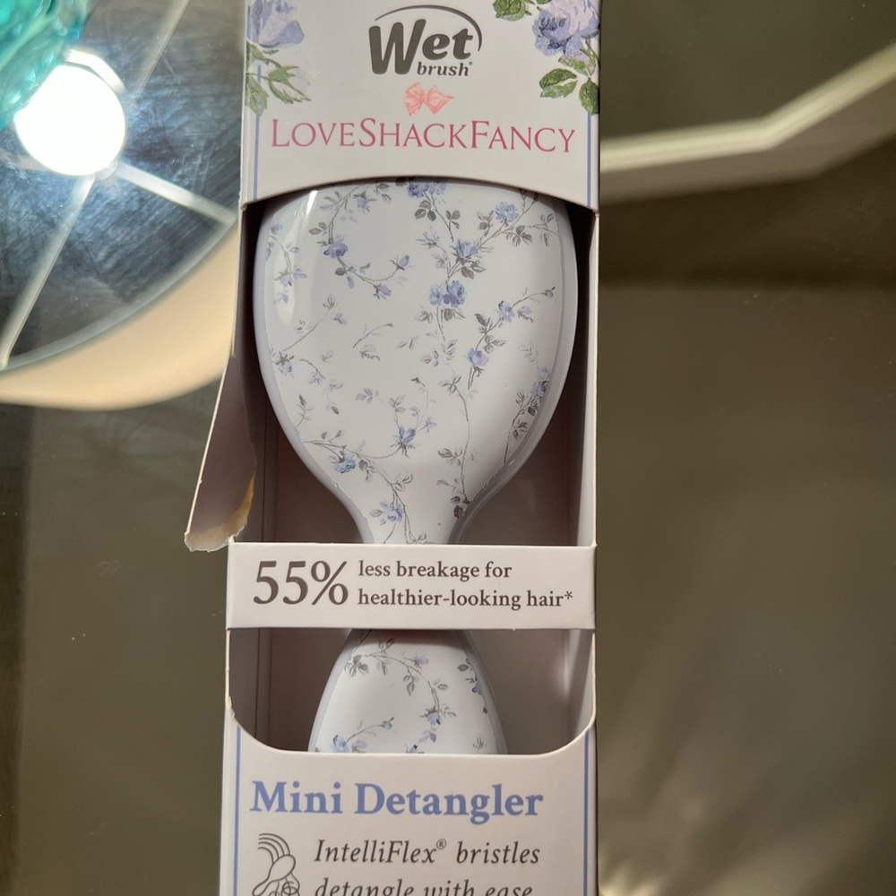 Love Shack Fancy Original Mini Detangler Brush- English Ivy Blue